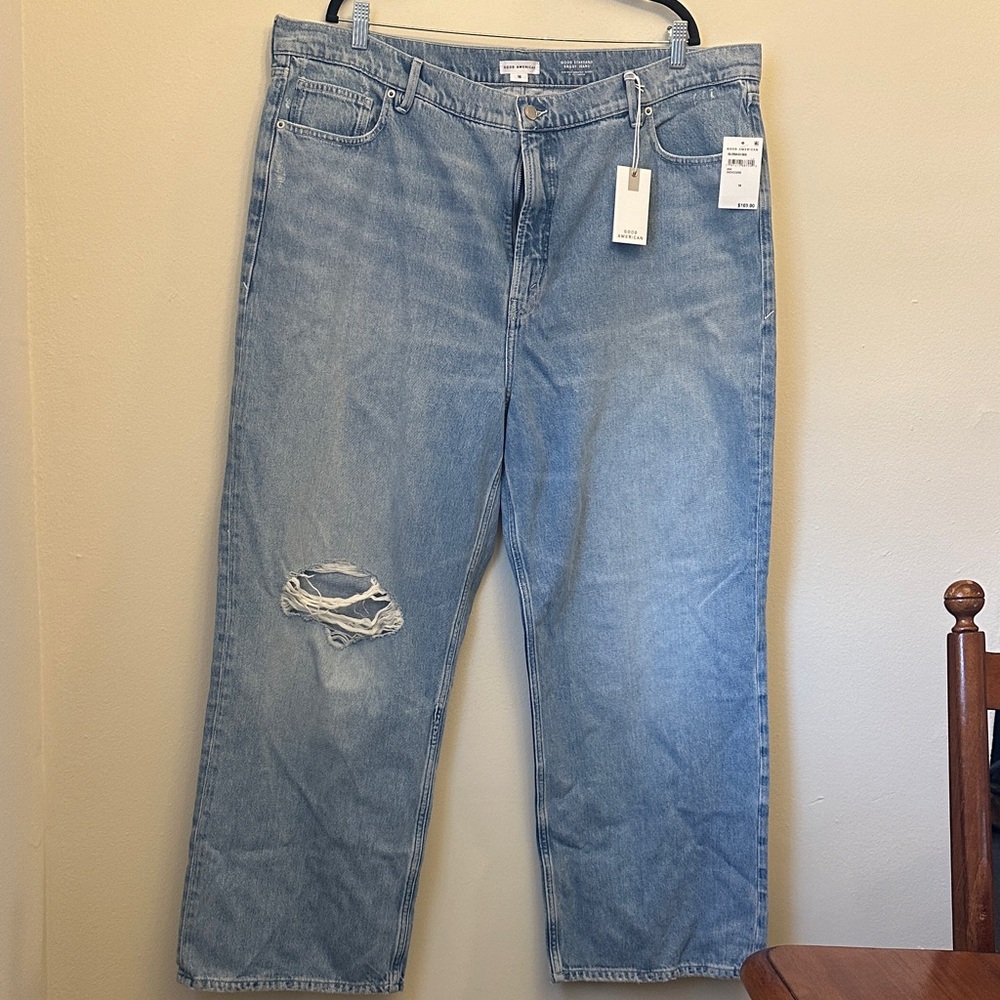 Good American Good‎ Standard Baggy Jeans Low Rise 30 1/2” Inseam Sz 18 NWT